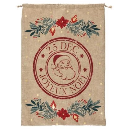 Accessoire Festif | Hotte de Noël Imprimée "Soir 70cm Beige & Rouge Accessoire Festif Accessoire Festif