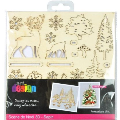 Accessoire Festif | Kit Scènes de Noël 3D "Sapin" 11cm Naturel Accessoire Festif Accessoire Festif