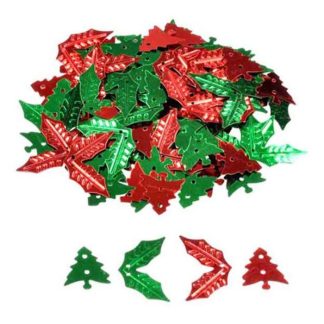 Accessoire Festif | Lot de Sequins Noël "Houx & Sapins" 40g Rouge & Vert Accessoire Festif Accessoire Festif