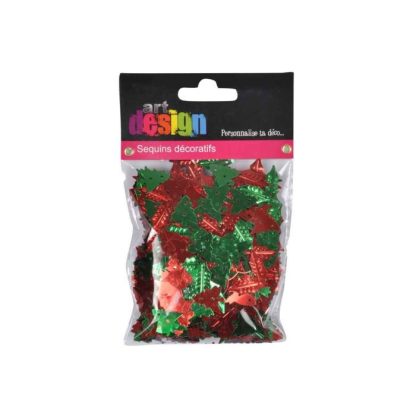 Accessoire Festif | Lot de Sequins Noël "Houx & Sapins" 40g Rouge & Vert Accessoire Festif Accessoire Festif