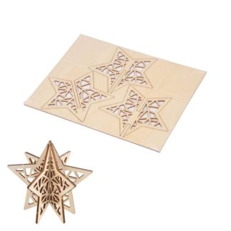 Accessoire Festif | Puzzle 3D à Personnaliser "Étoile de Noël" 8cm Naturel Accessoire Festif Accessoire Festif