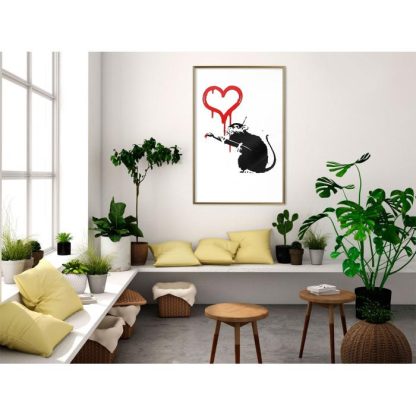 Affiche Murale | Affiche Murale Encadrée "Banksy Love Rat" Affiche Murale Affiche Murale