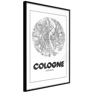 Affiche Murale | Affiche Murale Encadrée "City Map Cologne Round" Affiche Murale Affiche Murale