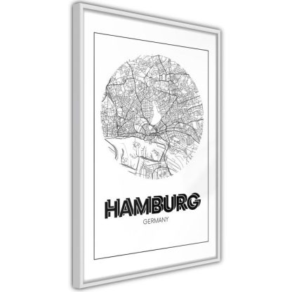 Affiche Murale | Affiche Murale Encadrée "City Map Hamburg Round" Affiche Murale Affiche Murale