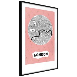 Affiche Murale | Affiche Murale Encadrée "City map London Pink" Affiche Murale Affiche Murale