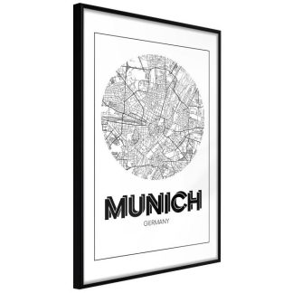 Affiche Murale | Affiche Murale Encadrée "City Map Munich Round" Affiche Murale Affiche Murale