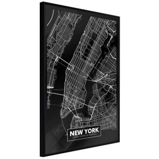 Affiche Murale | Affiche Murale Encadrée "City Map New York Dark" Affiche Murale Affiche Murale