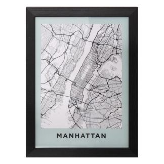 Affiche Murale | Affiche Murale Encadrée "Manhattan" 18x24cm Vert Affiche Murale Affiche Murale