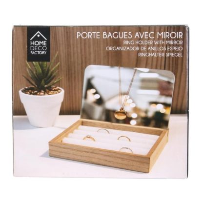 Boîte à Bijoux – Montre | Porte Bagues & Miroir Déco "Bijoux" 15cm Beige Boîte à Bijoux - Montre Beige