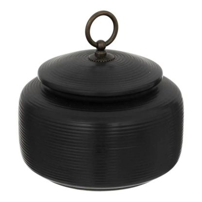 Boîte de Rangement | Boîte en Céramique avec Couvercle "Jiling" 14cm Noir Boîte de Rangement Boîte de Rangement