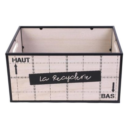 Boîte de Rangement | Lot de 2 Cagettes Déco "Contenu" 40cm Naturel Boîte de Rangement Boîte de Rangement