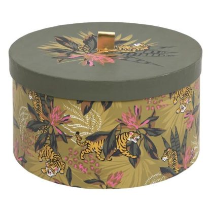 Boîte de Rangement | Lot de 4 Boîtes rondes "Tropical Boudoir" 28cm Multicolore Boîte de Rangement Boîte de Rangement