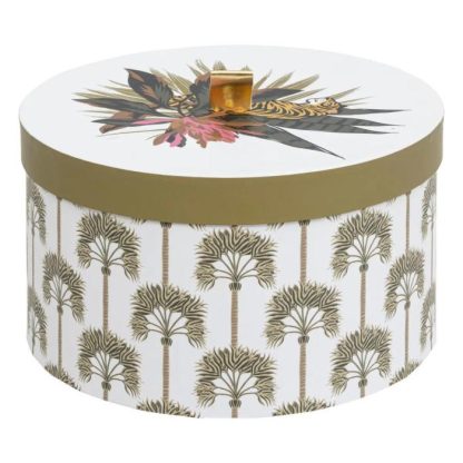 Boîte de Rangement | Lot de 4 Boîtes rondes "Tropical Boudoir" 28cm Multicolore Boîte de Rangement Boîte de Rangement