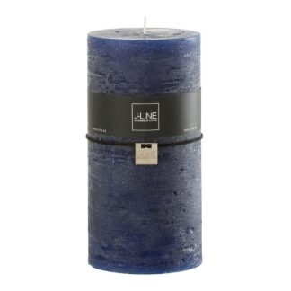 Bougie | Bougie Cylindrique Déco "Junina" 20cm Bleu Foncé Bougie Bleu Foncé