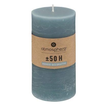 Bougie | Bougie Cylindrique "Rustic" 14cm Bleu Orage Bougie Bleu Orage