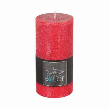 Bougie | Bougie Cylindrique "Rustic" 14cm Rouge Bougie Bougie