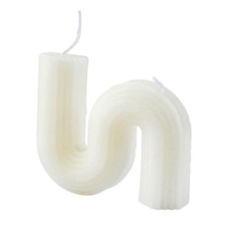 Bougie | Bougie Déco Vague "Arty" 9cm Blanc Bougie Blanc