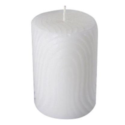 Bougie | Bougie Pilier Déco Embossée "Santan" 10cm Blanc Bougie Blanc