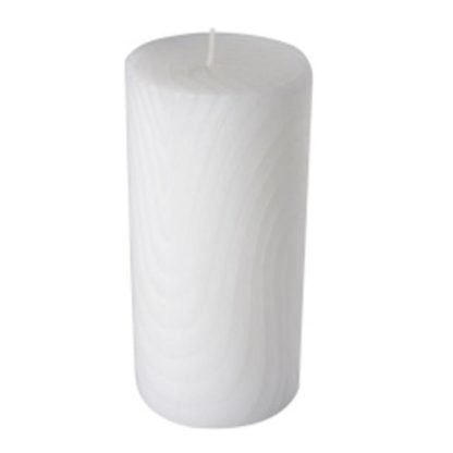 Bougie | Bougie Pilier Déco Embossée "Santan" 14cm Blanc Bougie Blanc