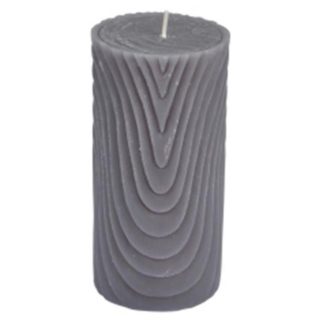 Bougie | Bougie Pilier Déco Embossée "Santan" 14cm Gris Bougie Bougie