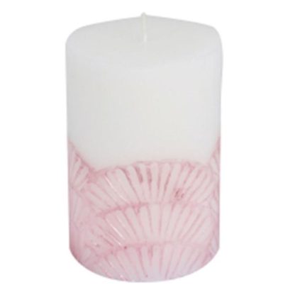 Bougie | Bougie Pilier Déco "Mermaid" 10cm Rose & Blanc Bougie Bougie