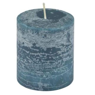 Bougie | Bougie Pilier Déco "Rustique" 7cm Bleu Paon Bougie Bleu Paon