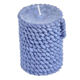 Bougie | Bougie Pilier Effet Cordage "Blue Wave" 8cm Bleu Foncé Bougie Bleu Foncé