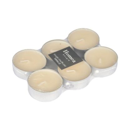 Bougie Chauffe-Plat | Lot de 6 Bougies Chauffe-Plat "Essentiel" 5,5cm Vanille Bougie Chauffe-Plat Beige