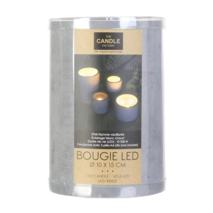 Bougie LED | Bougie Ronde Led "Ciment" 15cm Gris Bougie LED Bougie LED