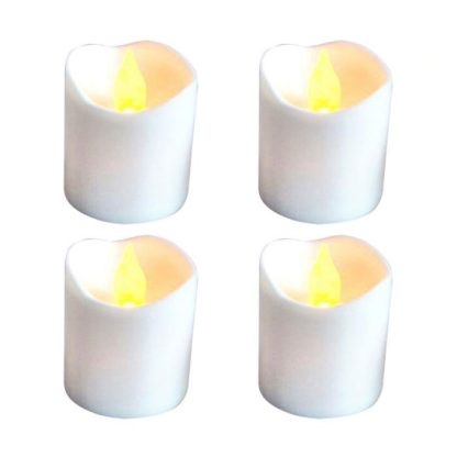 Bougie LED | Lot de 4 Bougies Pilier "LED" 5cm Blanc Bougie LED Blanc