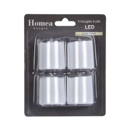 Bougie LED | Lot de 4 Bougies Pilier "LED" 5cm Blanc Bougie LED Blanc