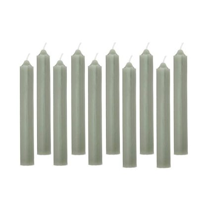 Bougie | Lot de 10 Bougies Bâton "Basic" 16cm Vert Eucalyptus Bougie Bougie