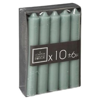 Bougie | Lot de 10 Bougies Bâton "Basic" 16cm Vert Eucalyptus Bougie Bougie