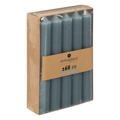 Bougie | Lot de 10 Bougies Bâton "Hugo" 16cm Bleu Orage Bougie Bleu Orage