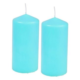 Bougie | Lot de 2 Bougies Pilier "Essentiel" 10cm Bleu Bougie Bleu