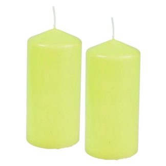 Bougie | Lot de 2 Bougies Pilier "Essentiel" 10cm Vert Bougie Bougie