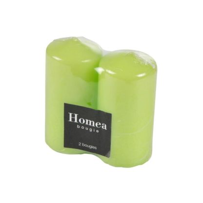 Bougie | Lot de 2 Bougies Pilier "Essentiel" 10cm Vert Bougie Bougie