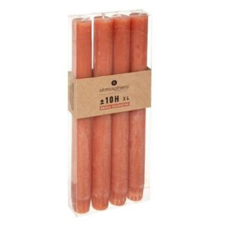 Bougie | Lot de 4 Bougies Bâton "Rustic" 24cm Orange Ambre Bougie Bougie