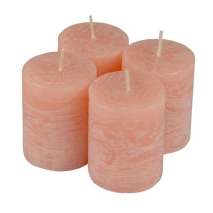 Bougie | Lot de 4 Bougies Pilier "Rustique" 5cm Rose Poudré Bougie Bougie