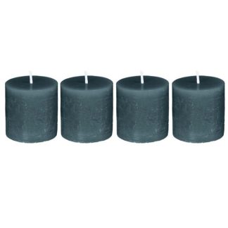 Bougie | Lot de 4 Bougies Votives "Rustic" 4,5cm Bleu Canard Bougie Bleu Canard