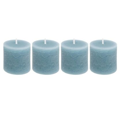 Bougie | Lot de 4 Bougies Votives "Rustic" 4,5cm Bleu Orage Bougie Bleu Orage