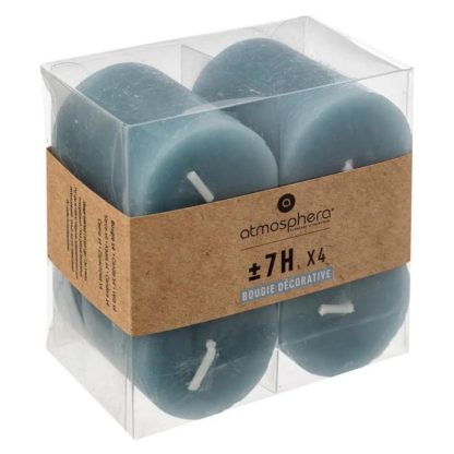 Bougie | Lot de 4 Bougies Votives "Rustic" 4,5cm Bleu Orage Bougie Bleu Orage