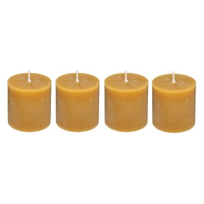 Bougie | Lot de 4 Bougies Votives "Rustic" 4,5cm Jaune Bougie Bougie