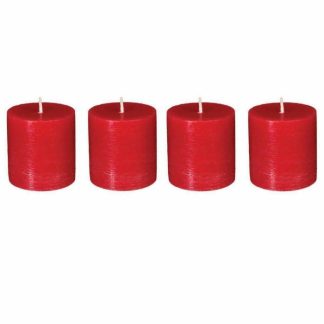 Bougie | Lot de 4 Bougies Votives "Rustic" 4,5cm Rouge Bougie Bougie