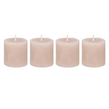 Bougie | Lot de 4 Bougies Votives "Rustic" 4,5cm Taupe Bougie Bougie