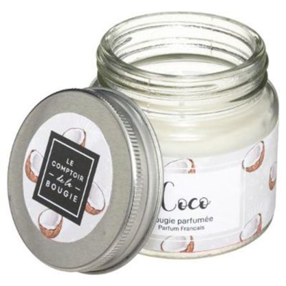 Bougie Parfumée | Bougie Parfumée en Verre "Bocal" 65g Coco Bougie Parfumée Blanc