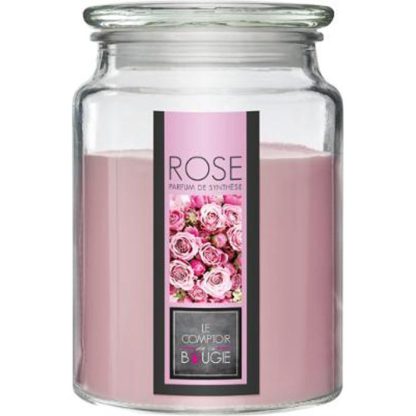 Bougie Parfumée | Bougie Parfumée en Verre "Couvercle" 510g Rose Bougie Parfumée Bougie Parfumée