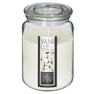 Bougie Parfumée | Bougie Parfumée en Verre "Couvercle" 510g Vanille Bougie Parfumée Blanc