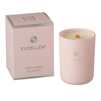 Bougie Parfumée | Bougie Parfumée en Verre "Excellent" 12cm Rose Champagne Pâle Bougie Parfumée Bougie Parfumée