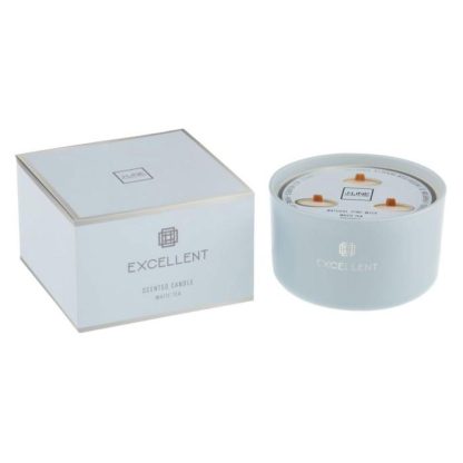 Bougie Parfumée | Bougie Parfumée en Verre "Excellent" 13cm White Tea Bougie Parfumée Bleu